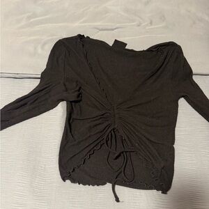 Urban Outfitters Women's Small Black Ruched Long Sleeve Crop Top